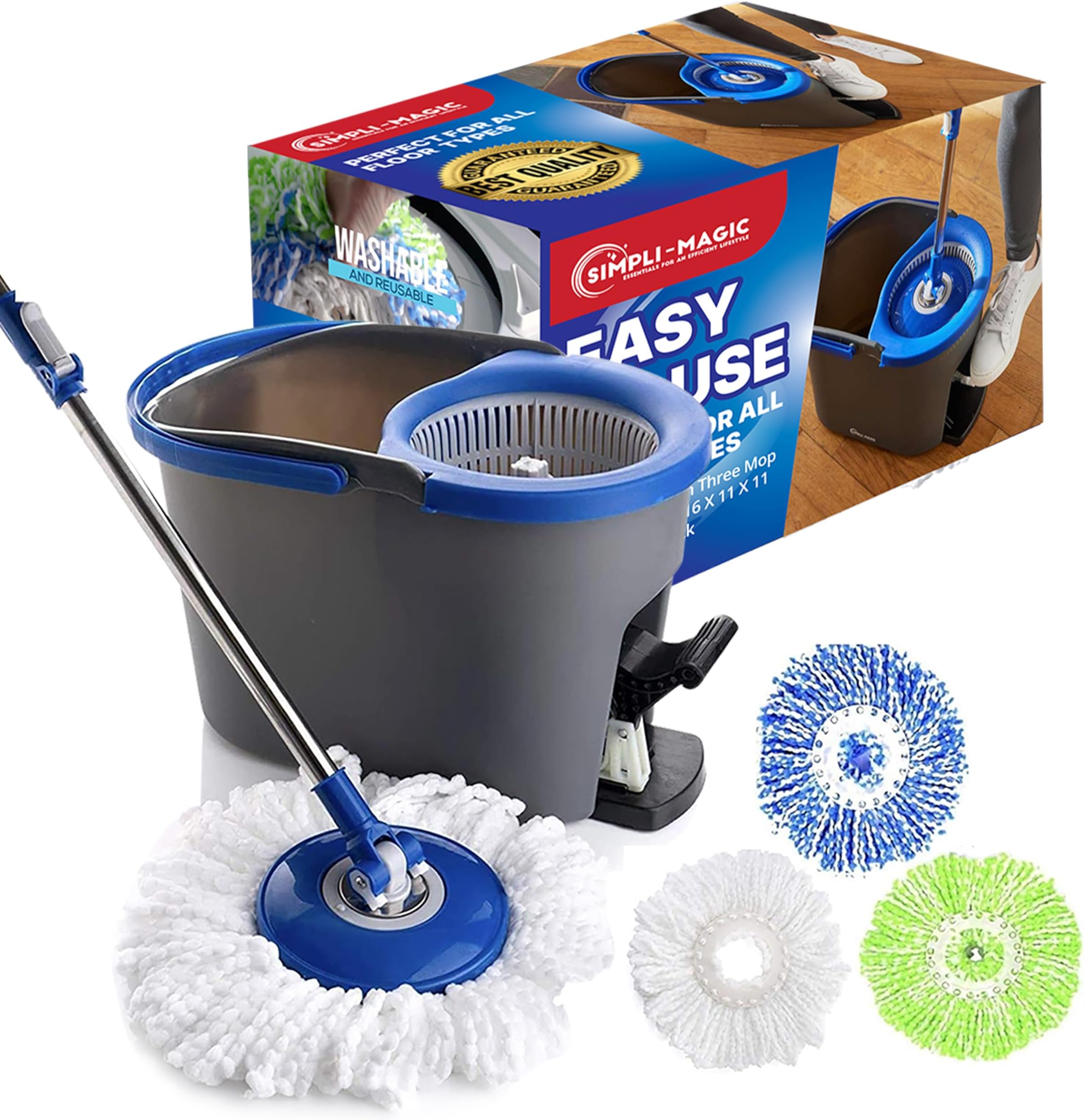 Amazon.com: Simpli-Magic 79381 Spin 3 Microfiber Mop Heads, Premium ...