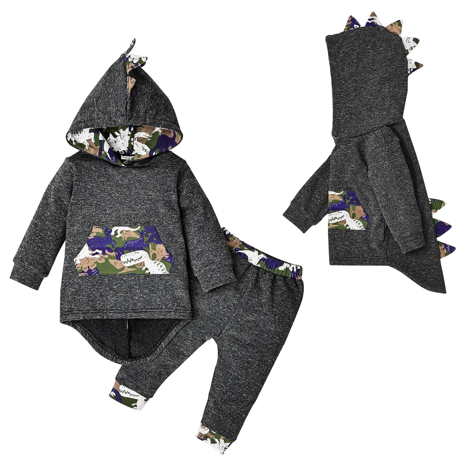 Toddler Infant Baby Boy Clothes Outfit Plaid Fall Winter Clothes Long Sleeve Hoodie Tops Sweatshirt Pants Outfit Set