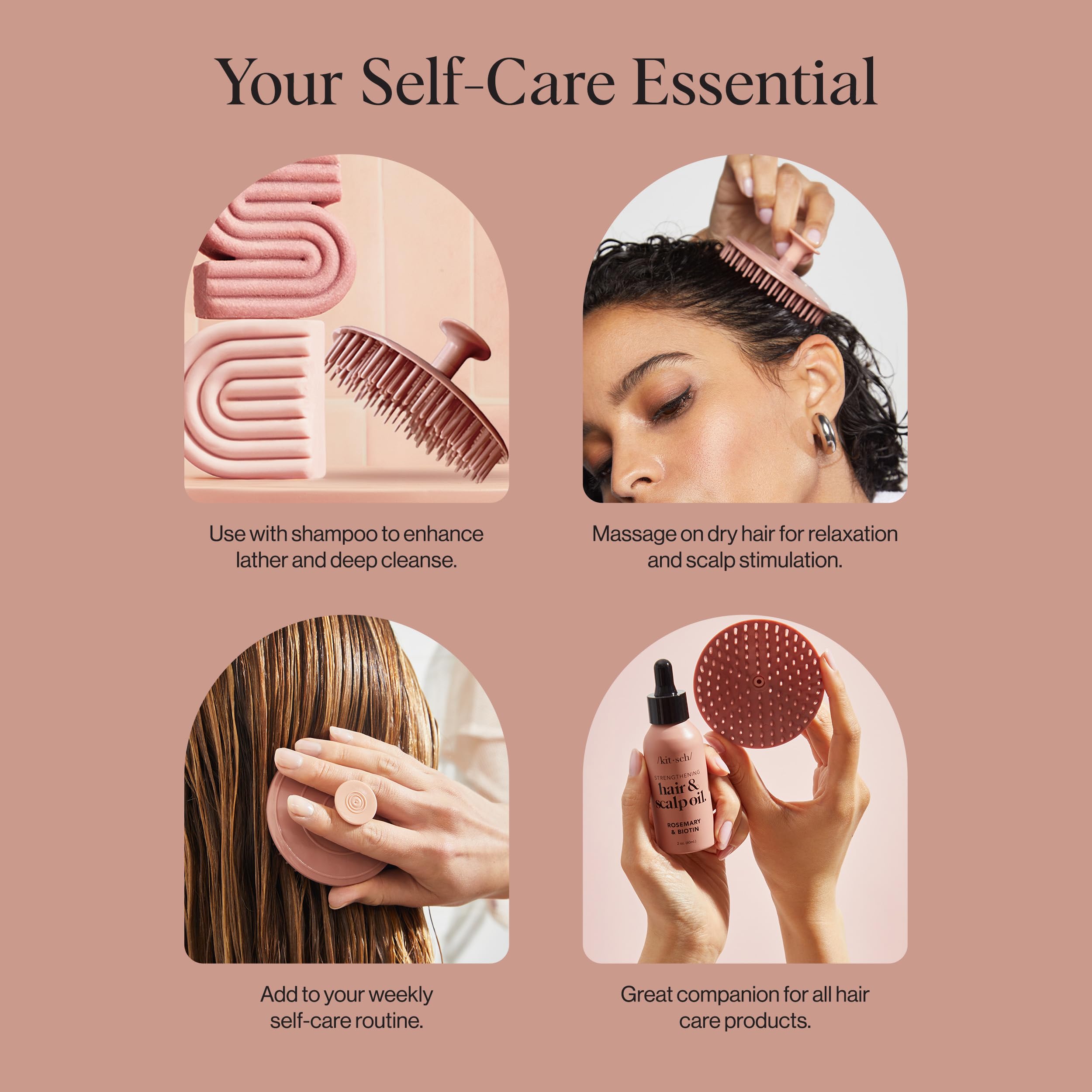 Kitsch Scalp Massager for Hair Care - Scalp Scrubber, Shampoo Brush & Exfoliator for All Hair Types - Relaxing & Exfoliating - Terracotta