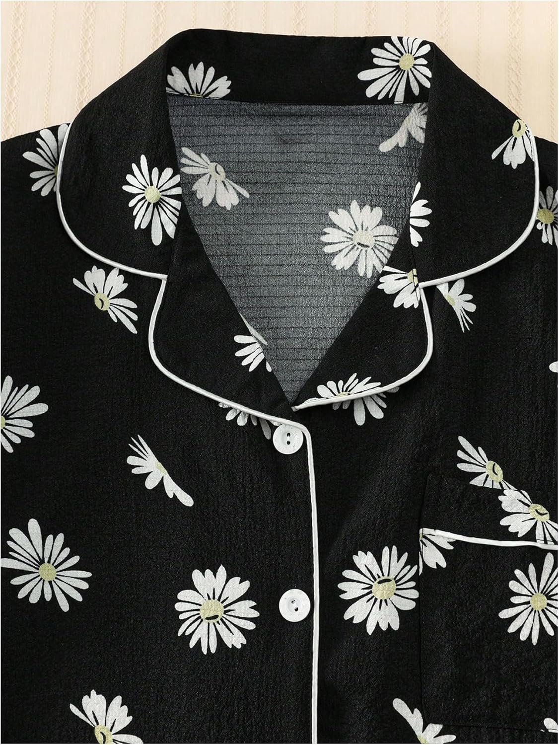 Floerns Women's 2 Piece Floral Pajama Set Short Sleeve Button Down Sleep Shirts and Lounge Shorts Pjs - Image 4