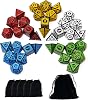 SmartDealsPro Double-Colors Polyhedral Dice Sets with Pouches for D&D DND RPG MTG Dungeon and Dragons Table Board Roll Playing Games D4 D6 D8 D10 D% D12 D20 (5-Color Retro Sets)