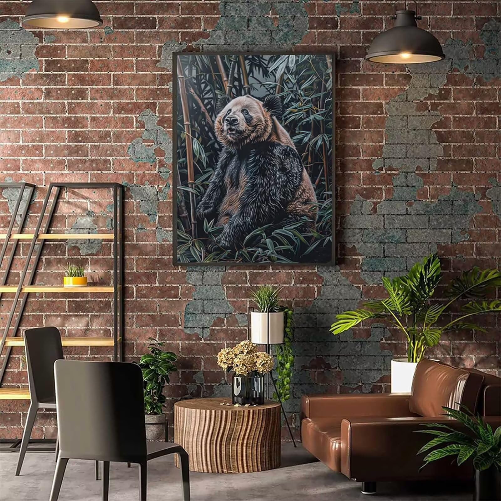 Malowanie po numerach, dla dorosłych, panda do malowania po numerach, zestawy zwierząt do malowania po numerach, z ramą, 70 x 95 cm, duże płótno z pigmentem akrylowym i pędzlami, do dekoracji ściany