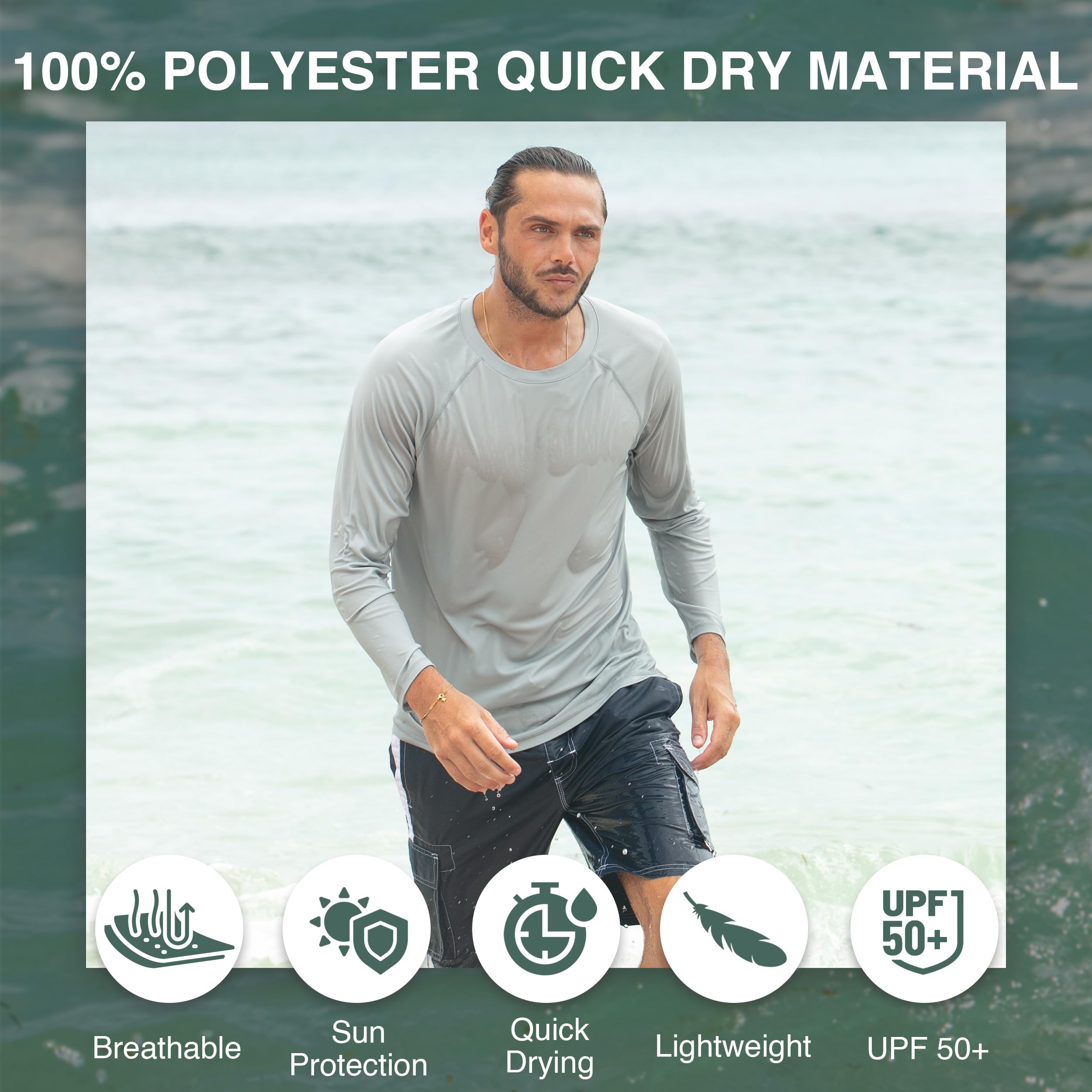 Kanu Surf Men's UPF 50+ Long Sleeve Rashguard Swim Shirt