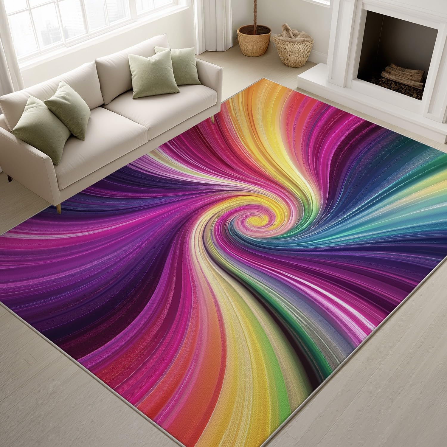 Tapis de bureau abstrait violet et jaune pour dynamiser un coin travail à la maison