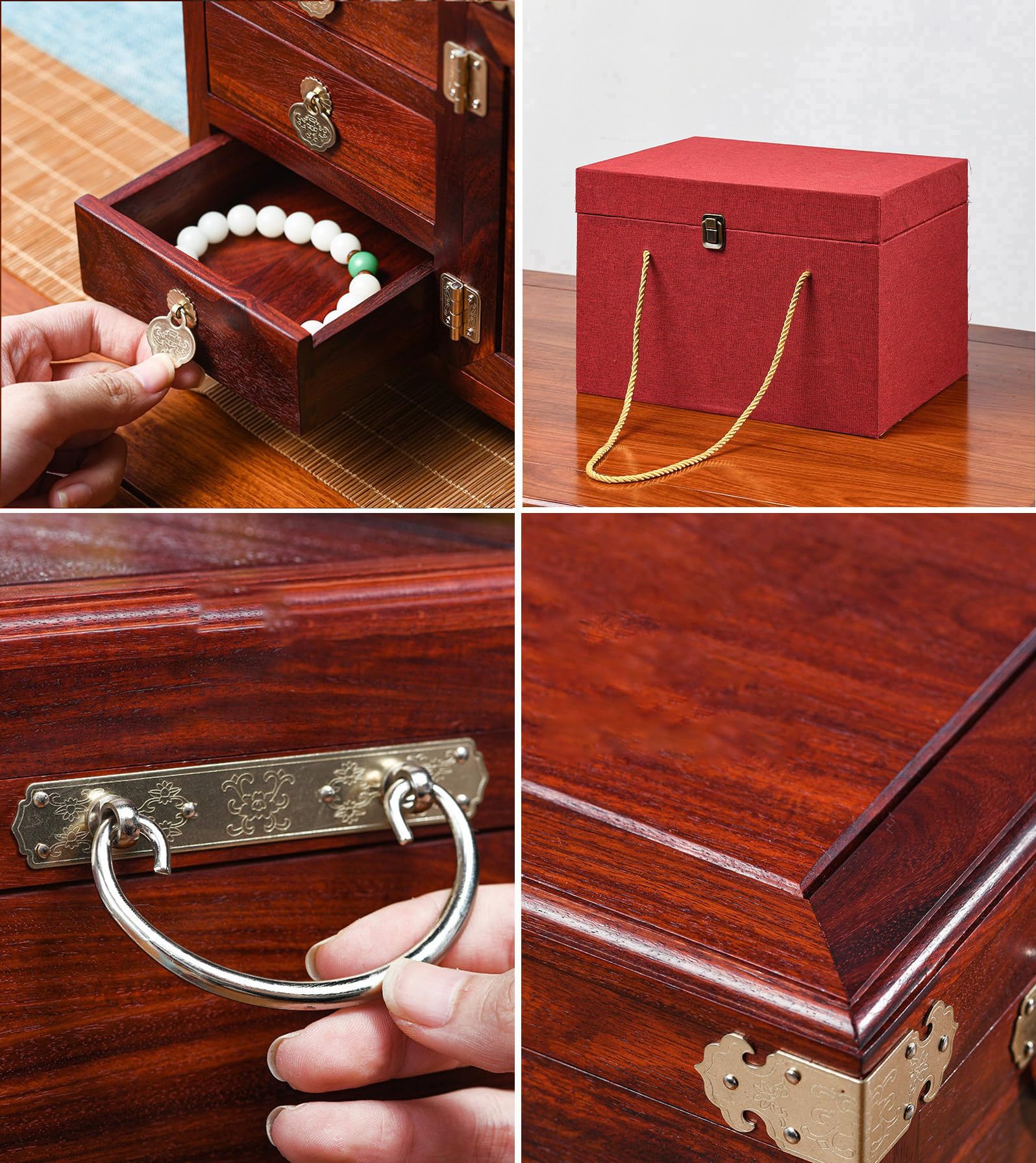 Wooden Jewelry Box Organizador para Anillos, Collares y Regalos