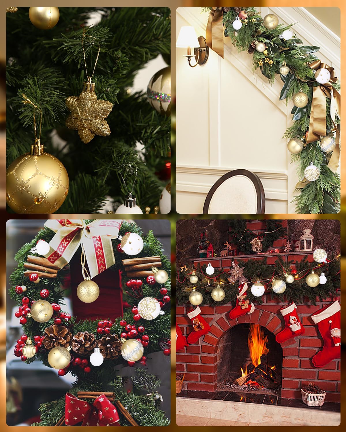 40 Boules De Noël En Plastique – Décorations De Sapin Multicolores, 10 Styles Différents, Idéales Pour Les Fêtes