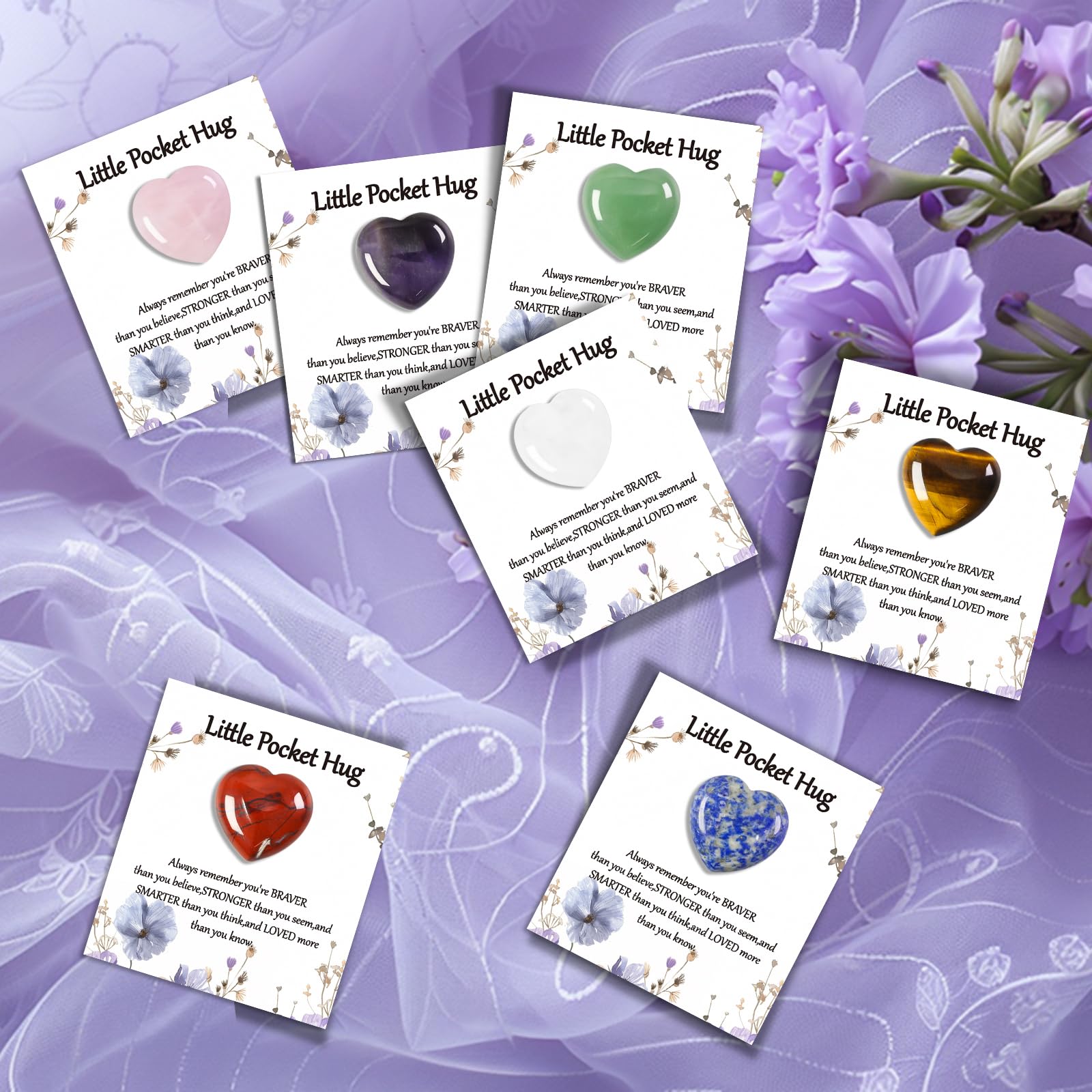 40 juegos de tarjetas de regalo de bolsillo con forma de corazón pequeño, tarjetas de recuerdo pensando en ti, regalos de aliento para familiares y amigos (corazones)