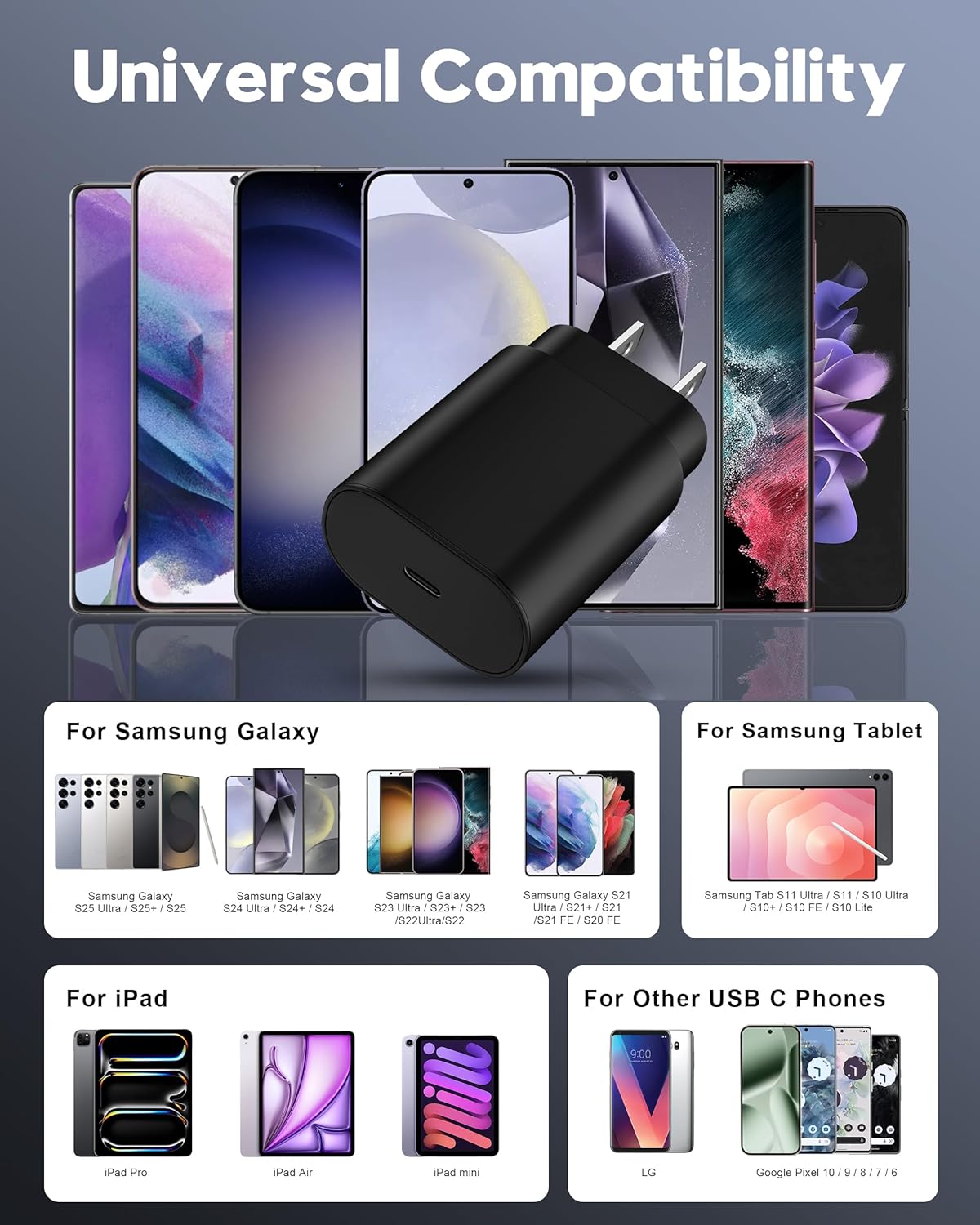 USB C Fast Charger, 2Pack 25W Samsung Charger Type C Fast Charging Android Phone Charger Block with 10FT Long USB C to C Cable for Samsung Galaxy S23/S23+/S23 Ultra/S22/S22 Ultra/S21/S20/Note 20/10+ - Image 5