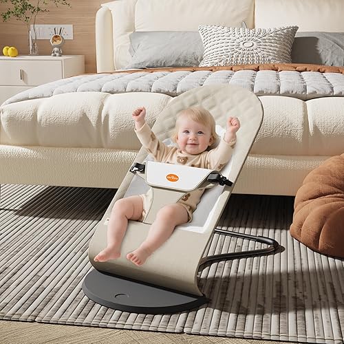 Miniatura 7 de Asiento portátil para bebés de 0 a 18 meses, 3 modos de uso con balancín y opciones estacionarias, silla ergonómica para bebés con juguetes