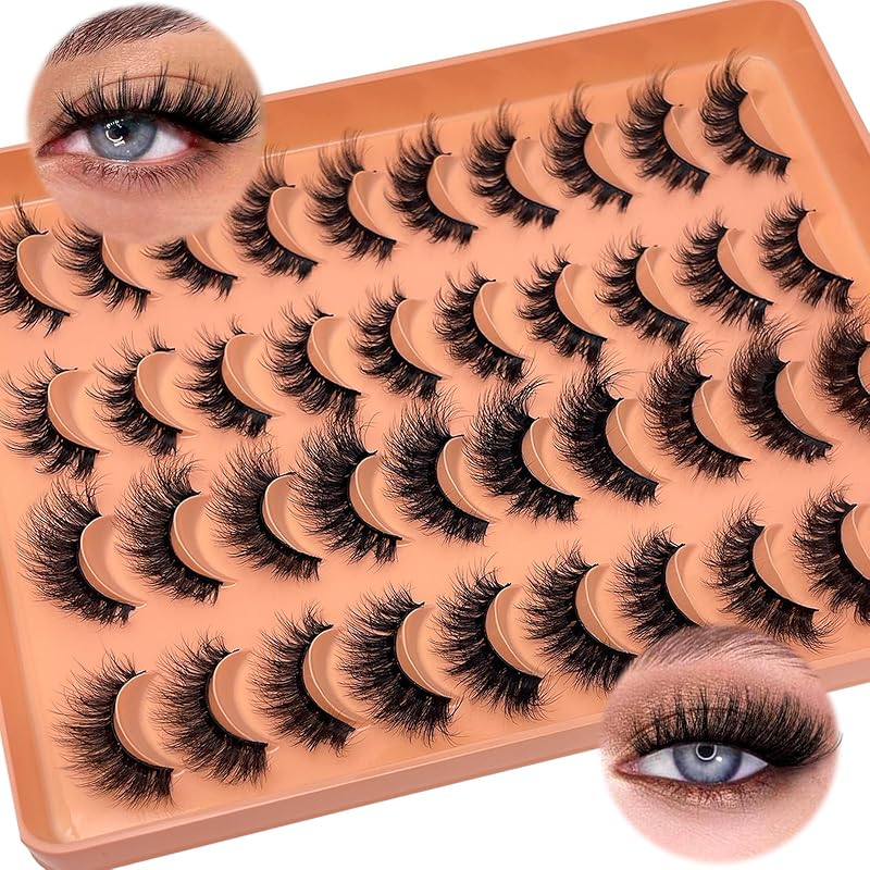 Cílios Postiços SISIYDY Estilo Gatinho com Efeito Wispy, 2 Estilos, Pacote com 20 Pares