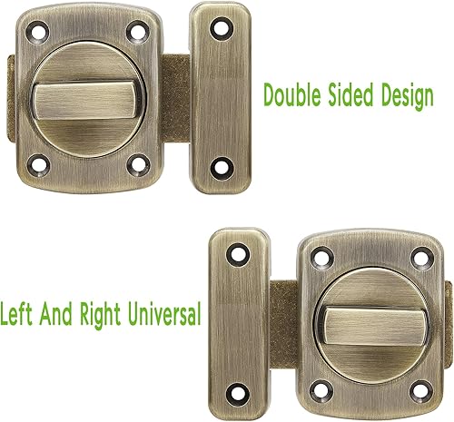 Miniatura 3 de INIRET Paquete de 2 pestillos giratorios para puerta, cerradura de seguridad para puerta de mascotas, baño, muebles de gabinete, ventanas, cierres