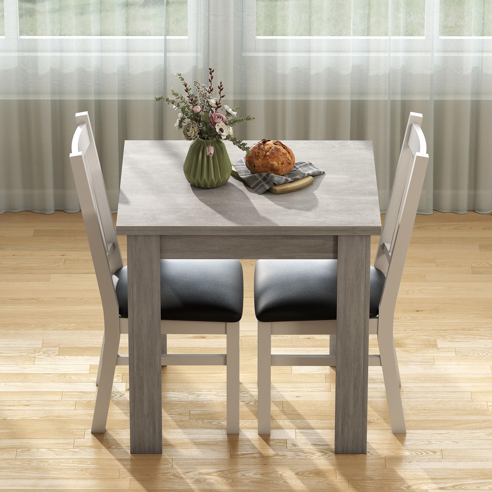 HOMCOM Tavolo da Pranzo Allungabile per 4-6 70-140cm Grigio Effetto Legno | Design Ribaltabile, Rettangolare Salvaspazio, Piedini Antiscivolo, Sala da Pranzo Soggiorno