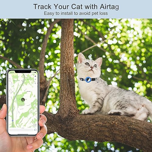 Miniatura 2 de Collar para gatos Airtag con campana, ajustable, con hebilla de seguridad y funda de silicona compatible con Apple Airtag con patrón geométrico para