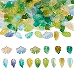PH PandaHall 320 Pieces Green Acrylic Leaves Beads Clear Maple Leaf Pendants Small Beads Caps for Jewelry Making DIY Spring Crafts Earrings Bracelet