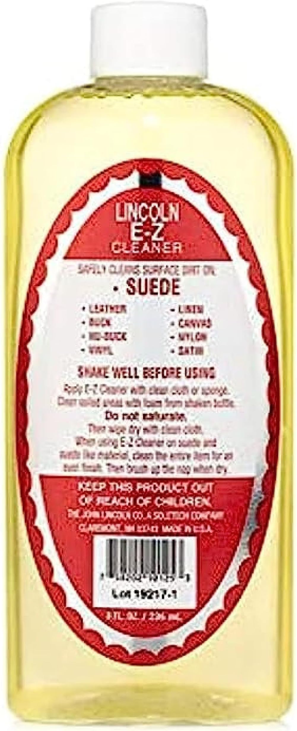 Lincoln E-Z Cleaner -The Original All-Purpose Cleaner for Leather, Suede, Fabric- Removes Dirt, Salt Stains 8oz Made in USA