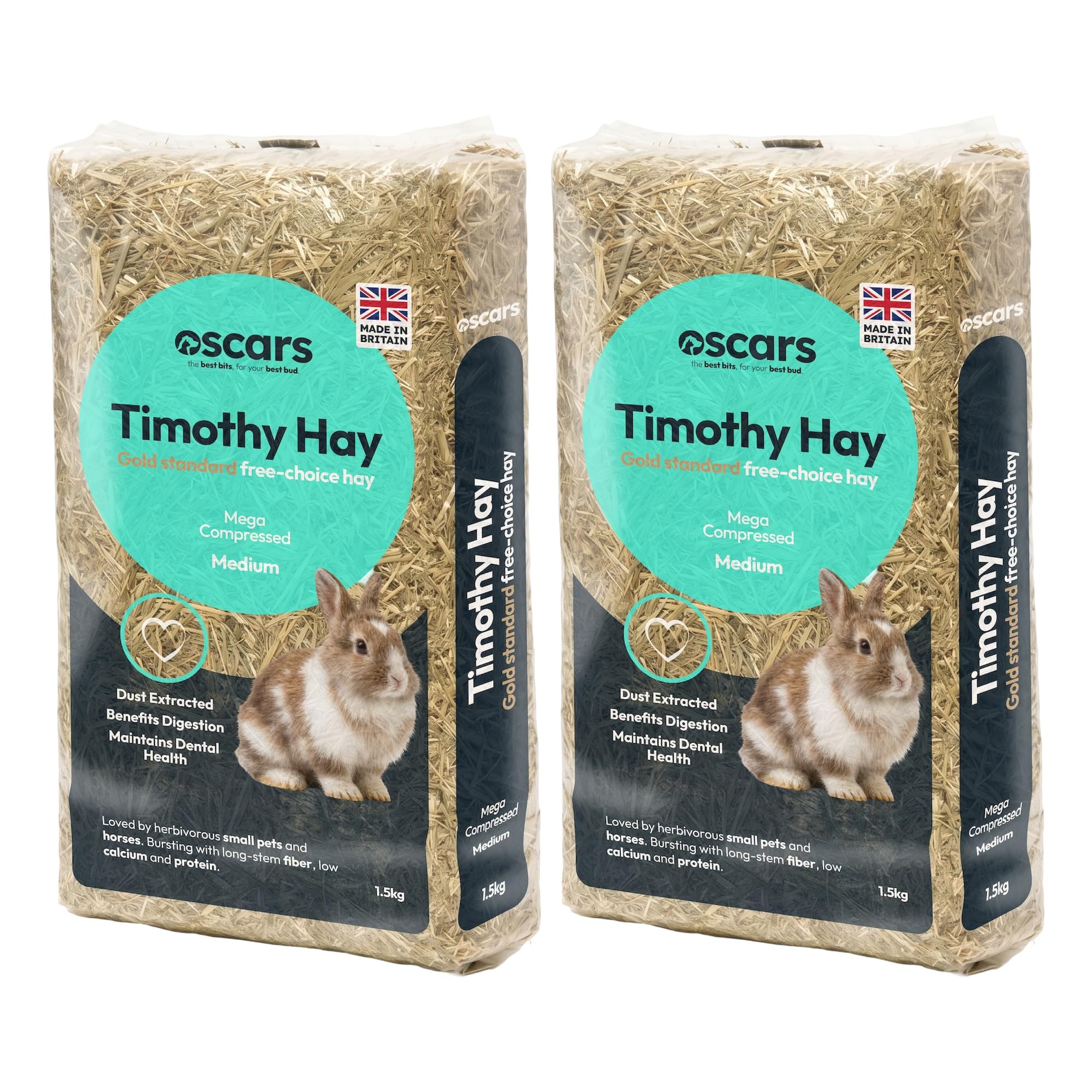 Oscars Timothy Hay, 3kg - Gold-Standard Rabbit & Guinea Pig Food Hay