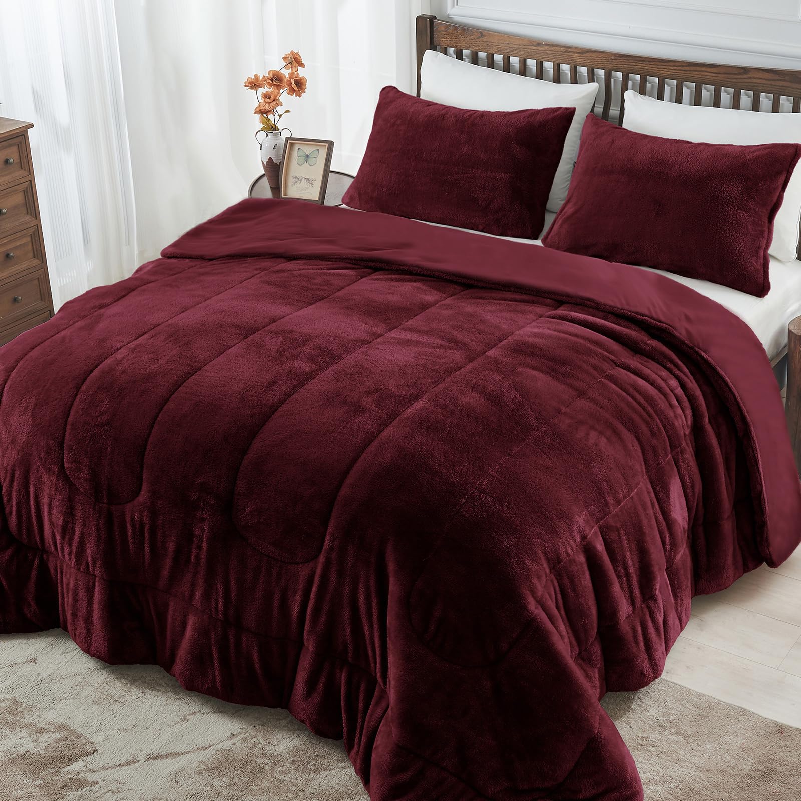 HCORA Faux Fur Comforter Set 