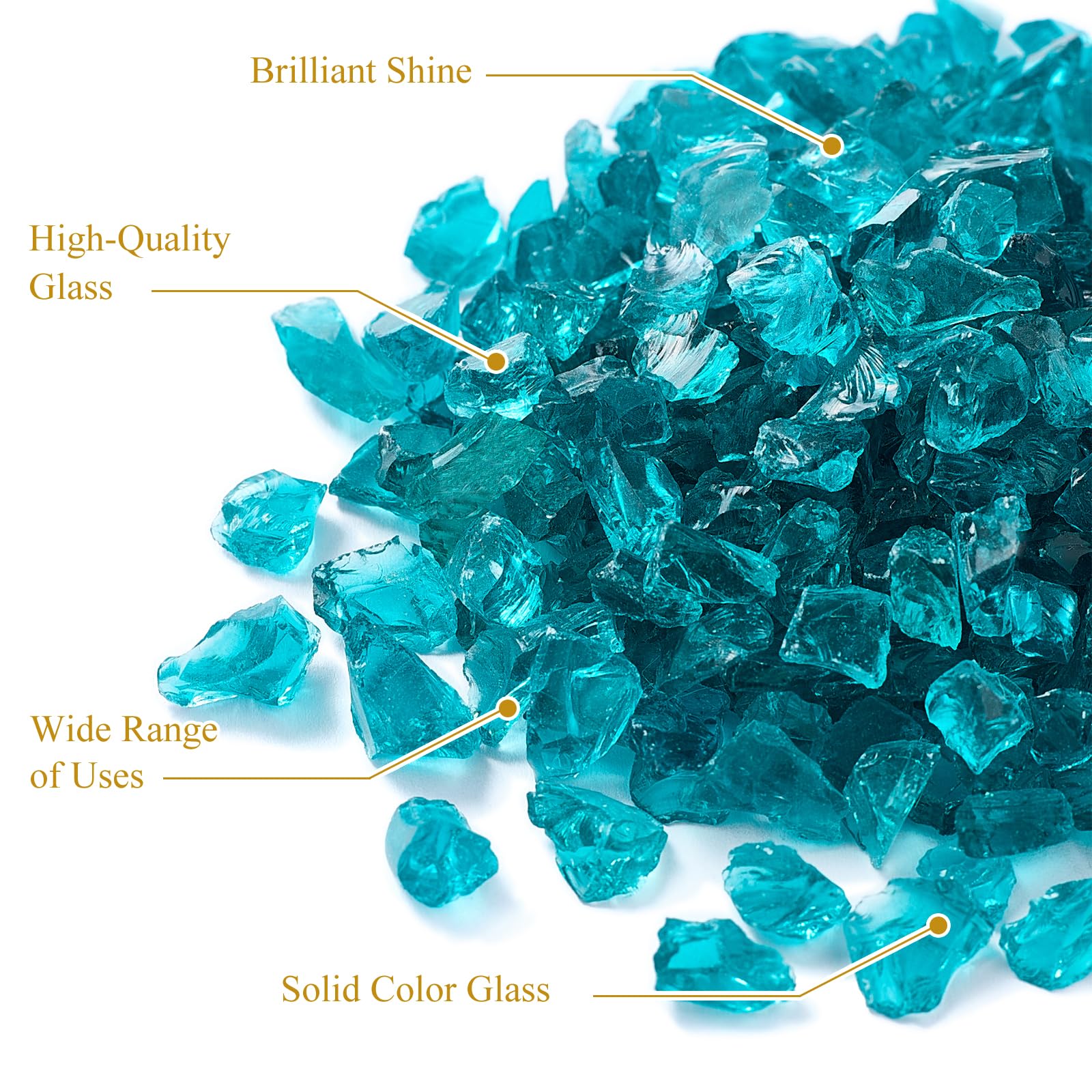 Verre écrasé pour art en résine - Pièces cassées pour travaux manuels, remplissage de vase, décoration d'intérieur - 3-6 mm - 0,7 kg (turquoise)