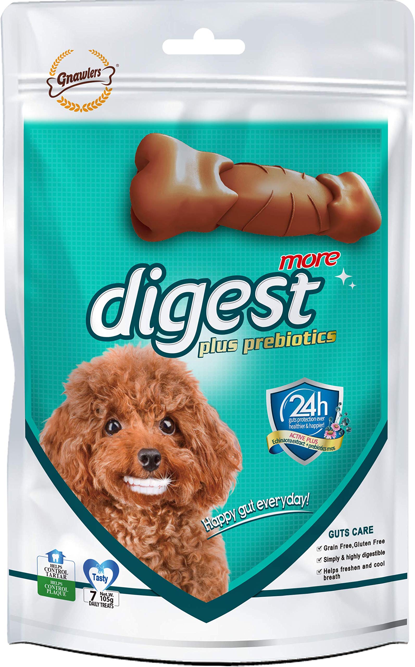 Gnawlers Digest More Plus Prebiotics, Dental Chew Bone for Dogs Medium, 105 g (B084K68NGP) Amazon Price History, Amazon Price Tracker