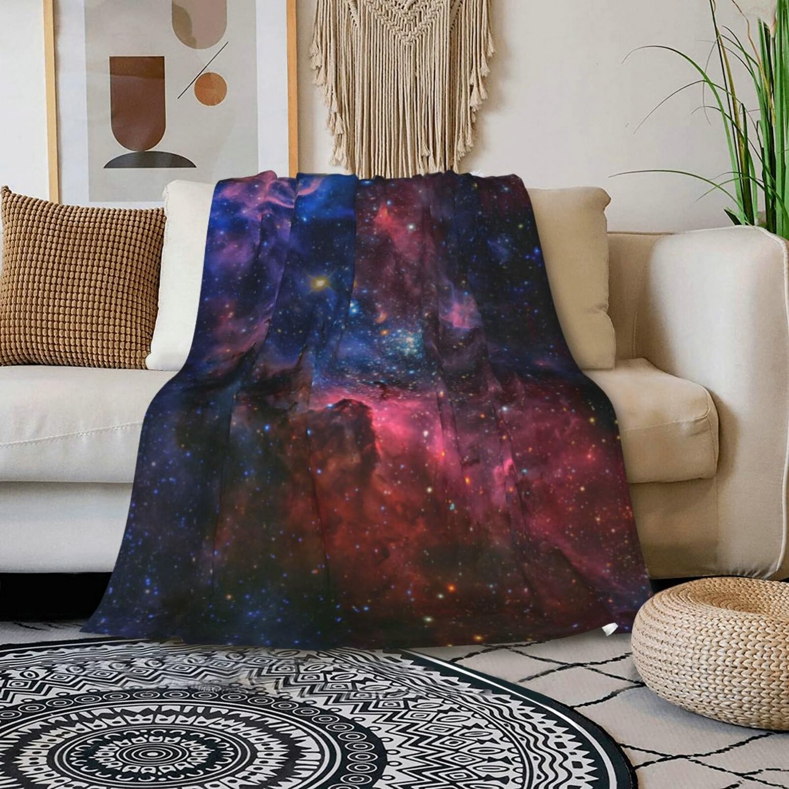 HGOD DESIGNS Galaxy Fleece Throw Blanket Ultra Soft Cozy Blooming Decorative Flannel Blanket All Season for Home Couch Bed Chair Travel 100x130cm - Image 3