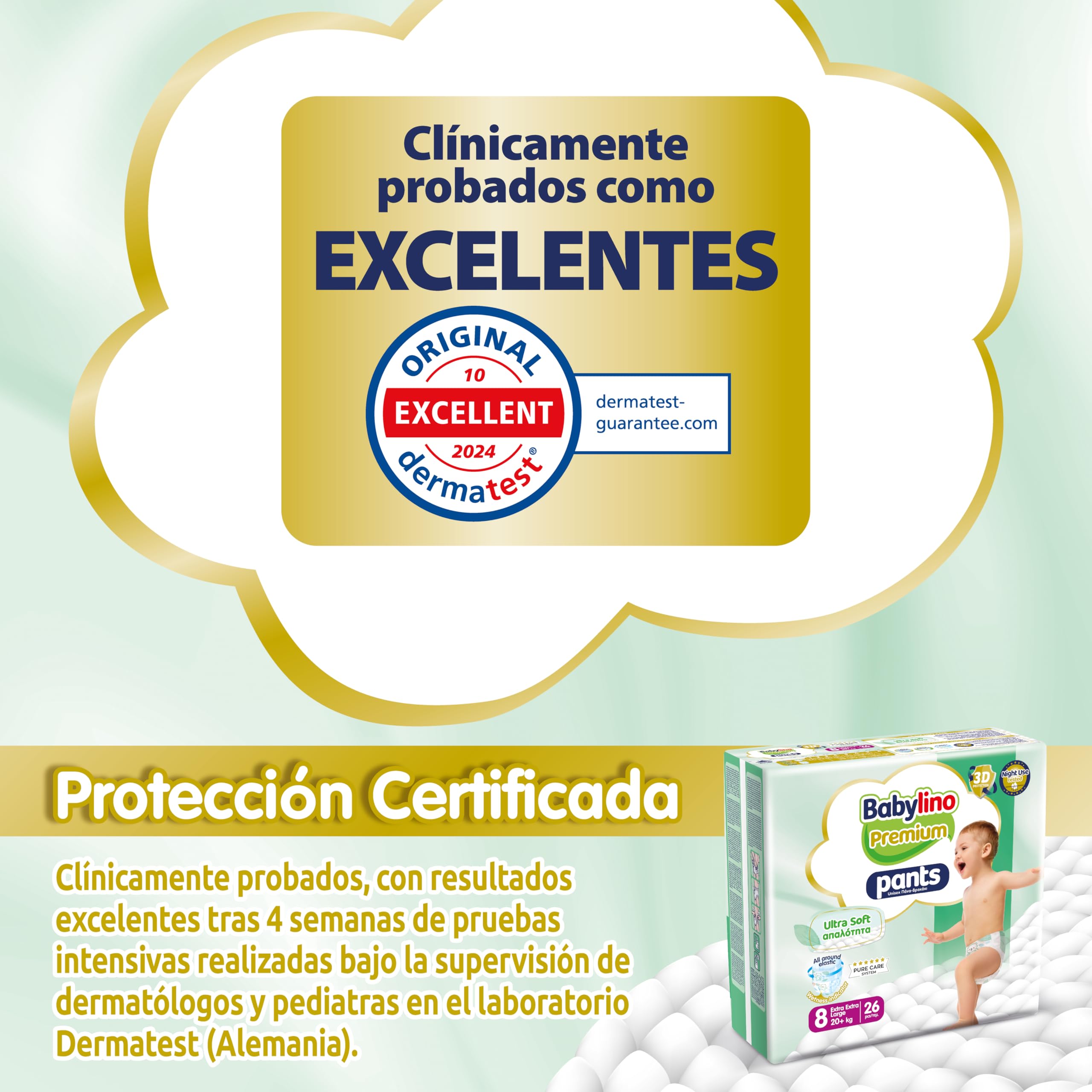 Babylino Premium Pants, Pañal Braguita Talla 8 con filtro Ultra Soft, XXL (20 + kg), 104 unidades