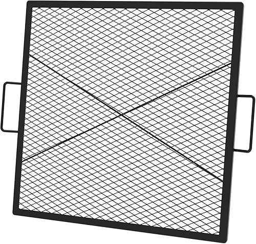 Miniatura 9 de onlyfire X-Marks Parrilla Cuadrada para Fogata, Parrilla Cuadrada para Cocinar al Aire Libre, Rejilla de Acero Extra Resistente para Fogata BBQ