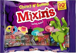 Colombina Mixins Halloween Chewy & Gummy Candy, 90 Individually Wrapped Pieces, Assorted Sweet and Sour Candy Mix with Gummies & Fruity Chews, 13.2oz (Pack of 1)