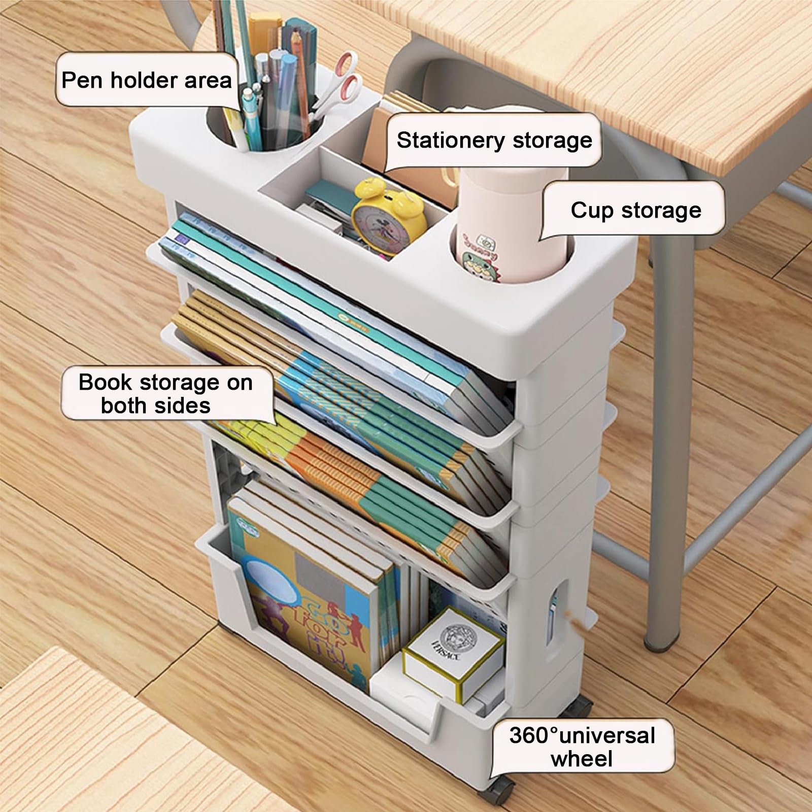 Estantería Móvil Con Ruedas De 5 Niveles - 78x37,7x14,8 Cm, Plástico Resistente, Ideal Para Libros Y Almacenaje