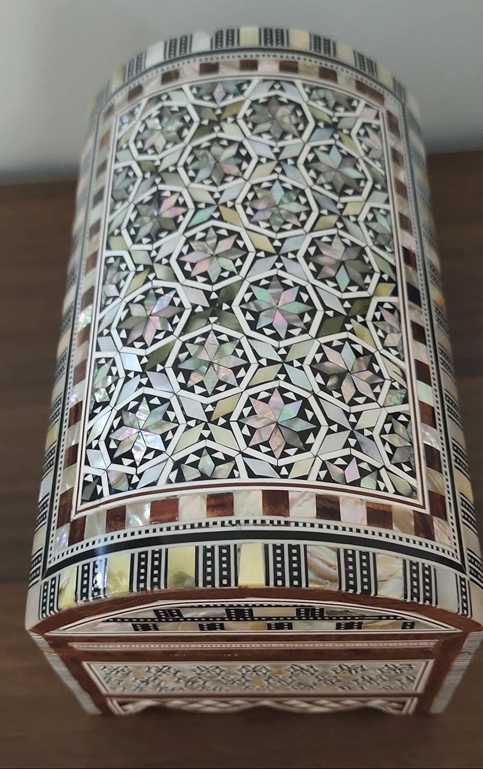 Wooden Jewelry Box Inlaid mother of Pearl Egyptian Handmade 8" x 5" x 5." inch…M04