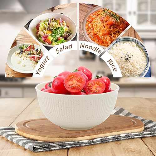 Miniatura 5 de Juego de vajilla de paja de trigo reutilizable de 36 piezas, vajilla irrompible, juego de platos y cuencos, utensilios de cocina duraderos para el