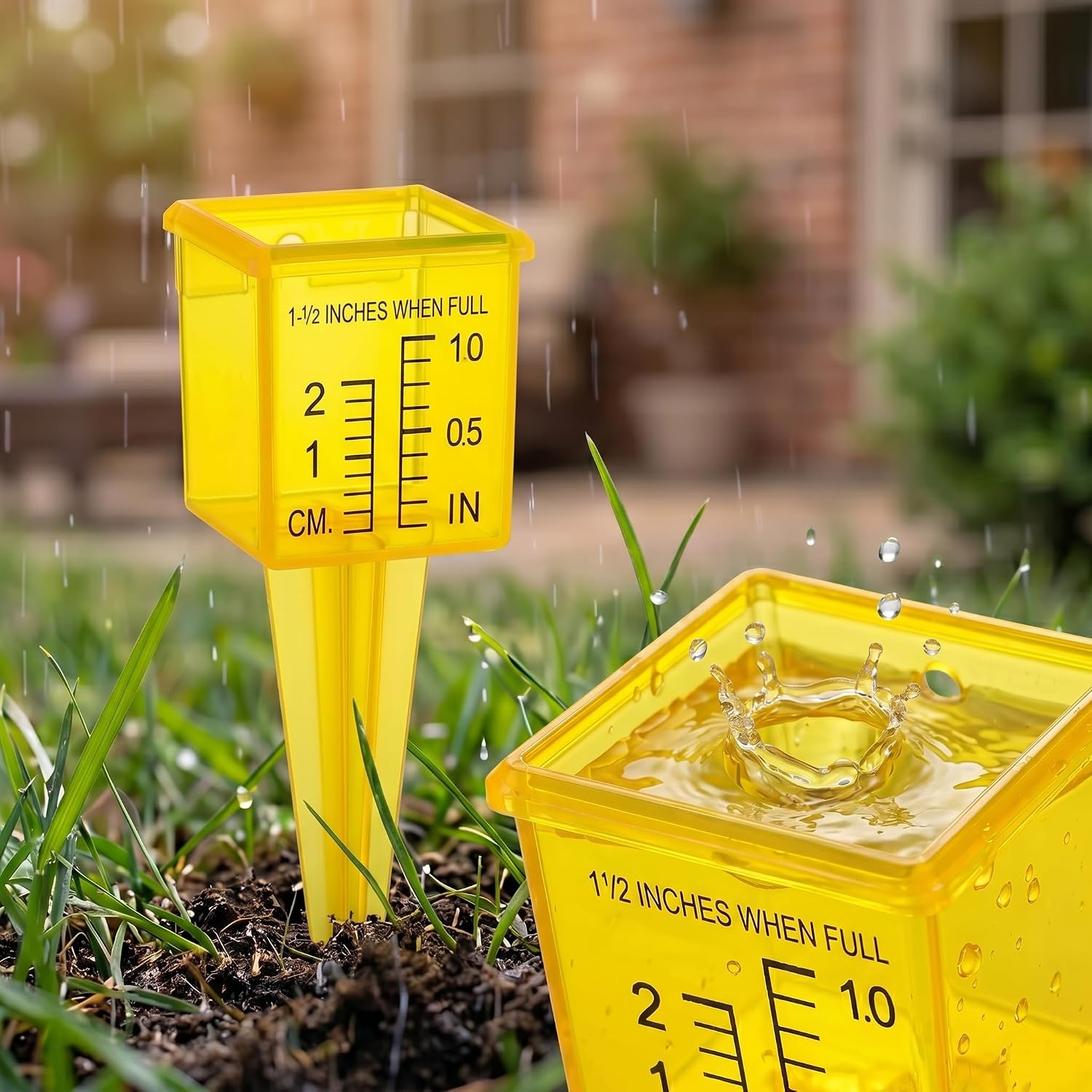 4 Pack Rain Gauge Outdoor, 1.5" Plastic Wide Mouth Water Gauge for Rain