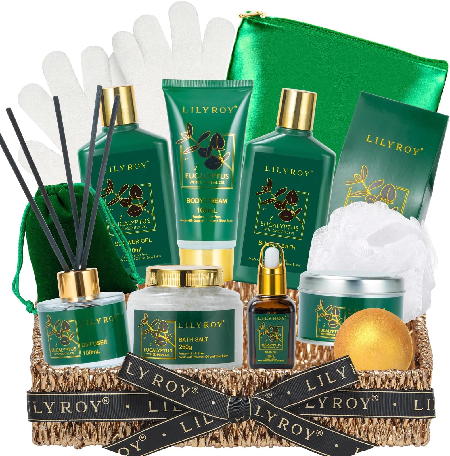 Mother's Day Gift Basket for Mom, Gifts for Women, Spa Gift Baskets for Women - 15-Piece Premium Eucalyptus Bath Gift Set for Men - Spa Kit, Gifts for Birthday, Valentines Day, Fathers Day, Christmas