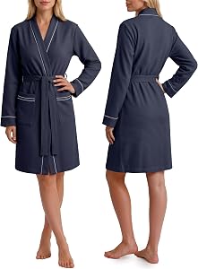 NY Threads Women's Robe Soft Knit Waffle Bathrobe Lightweight Knee-Length Loungewear