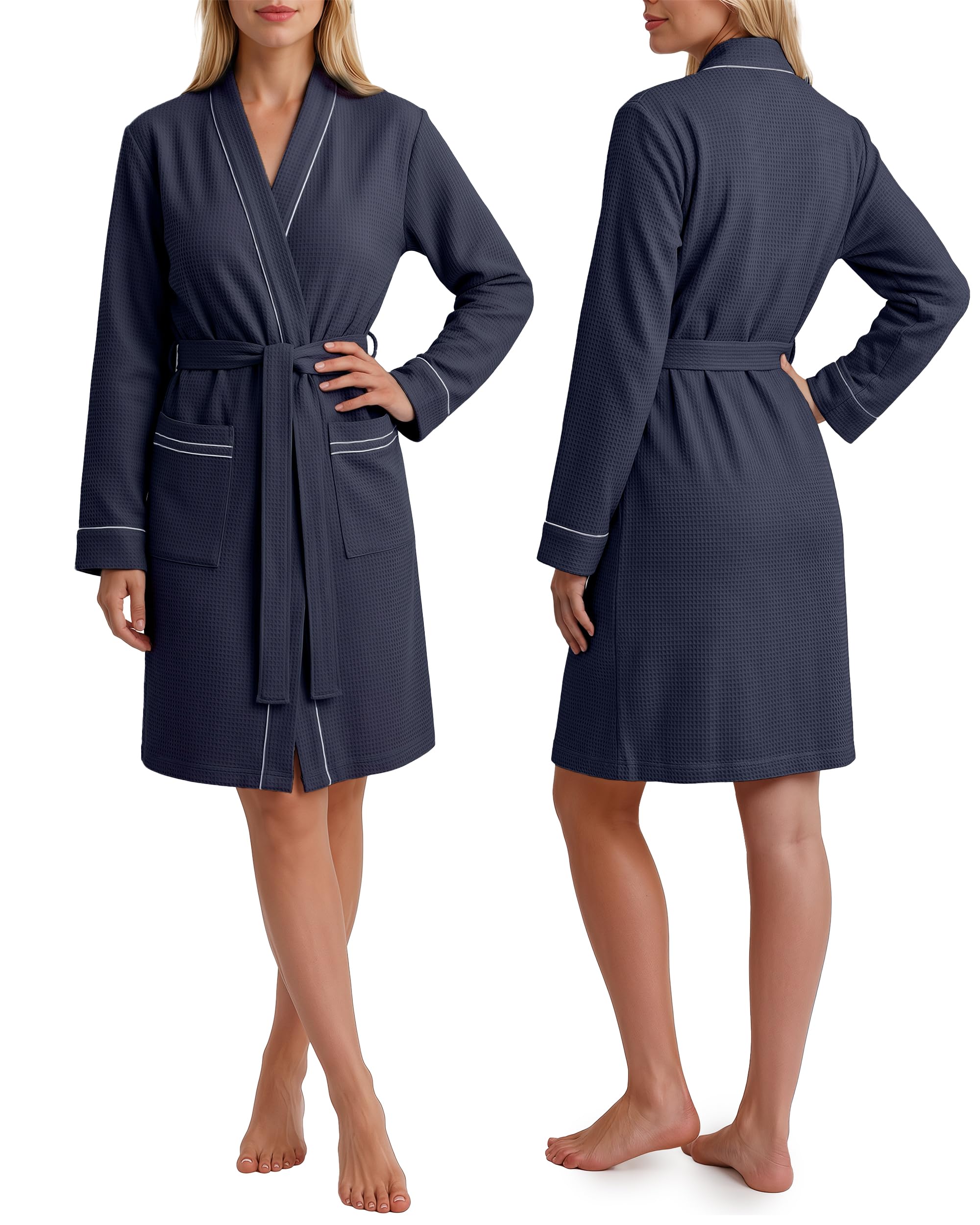NY Threads Cotton Rich Waffle Robe for Women Knee-Length Soft Bathrobe