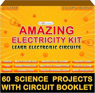 Kit4Curious® Awesome Electricity Kit - Learn Electronic Circuits - 60 Science Projects Beginner Kit with Colorful Booklet - Toy Gift Set for Kids Age 6-15 yrs