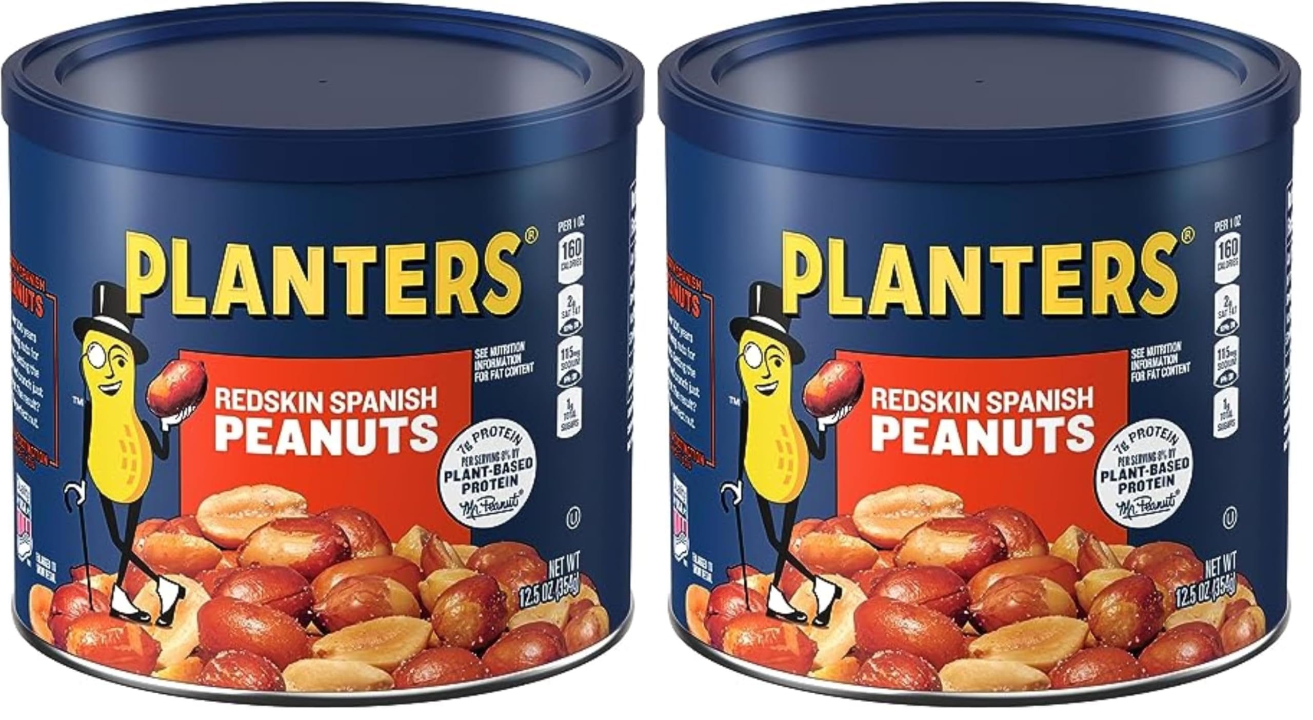 PLANTERS Redskin Spanish Peanuts, Roasted Salted Peanuts 12.5 oz Jars (Pack of 12)