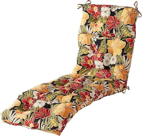 Miniatura 1 de Greendale Home Fashions Cojín de tumbona para exteriores, 1 unidad (paquete de 1), color negro Aloha