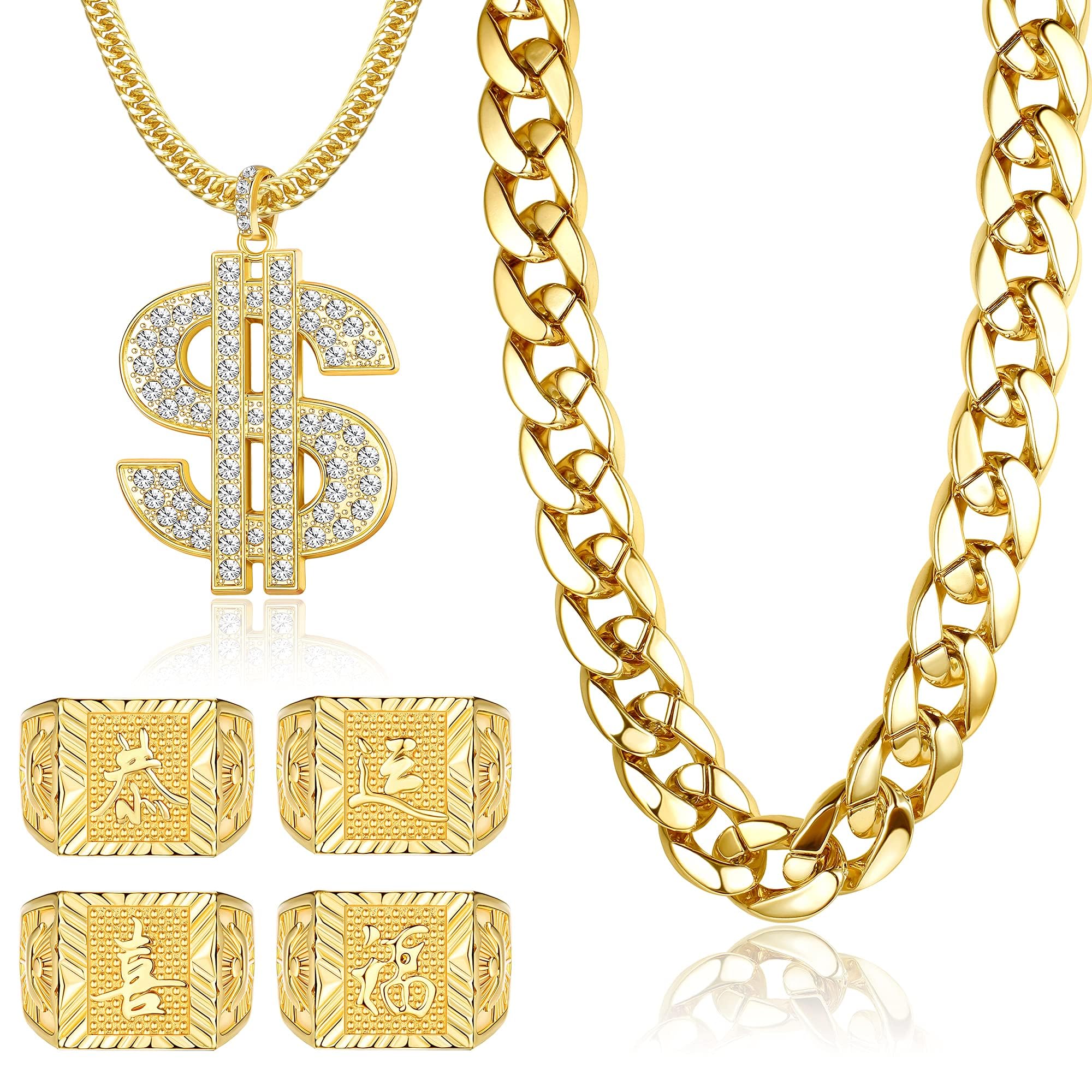 Collier Homme Hip Hop KING Avec Pendentif Cartes à Jouer - Strass Brillants - Longueur Réglable 70 Cm - 9