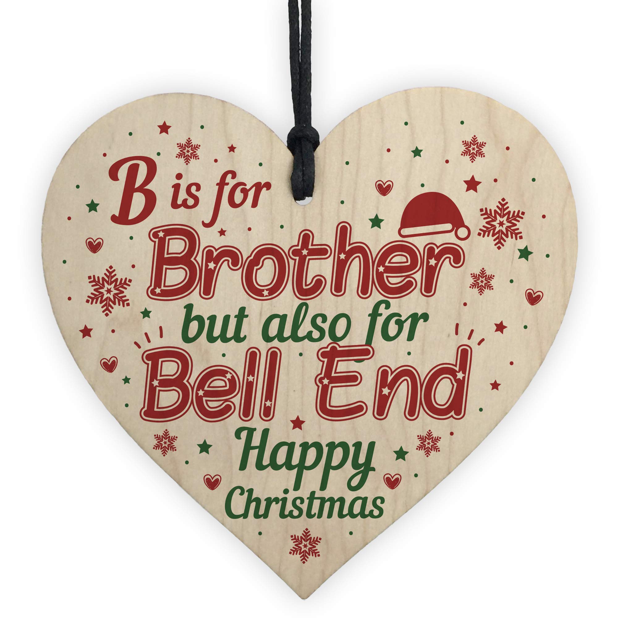 Red Ocean Multicolour Christmas Funny Gifts For Brother Hanging Handmade Wooden Heart Novelty Xmas Gift From Sister Keepsake