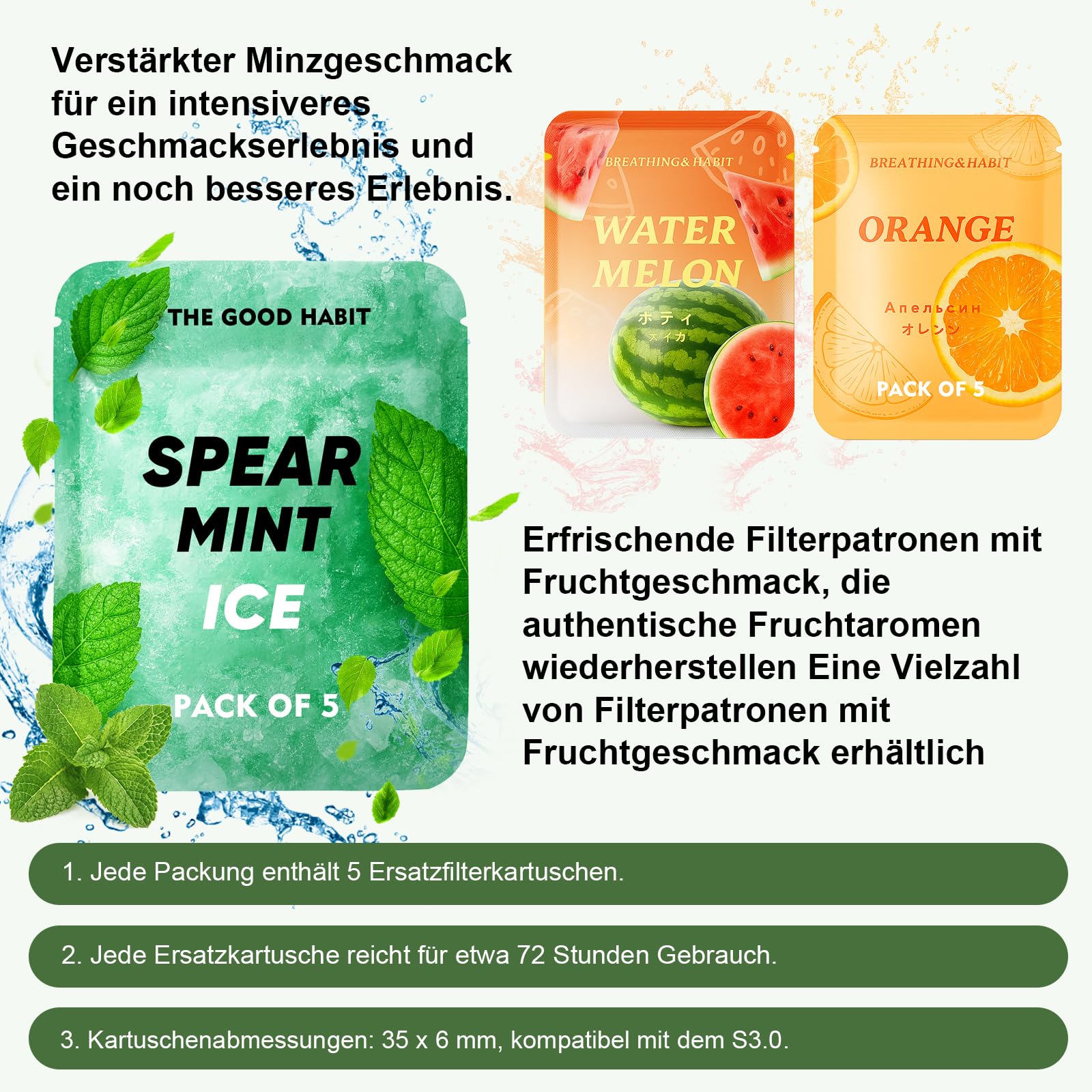 J.Fée S3.0 Rauchentwöhnung Hilfsmittel Wooden Stainless Steel Handheld Mit 15 Filtern mit Fruchtgeschmack,(Peppermint, Sweet Orange, Watermelon)Alternatives et aides sans nicotine-Atemtraining Schwarz
