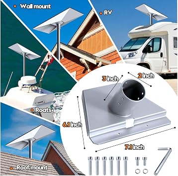Starlink Gen3 Mount, Stainless Steel, Silver, Wall Mount, Satellite Internet Mount