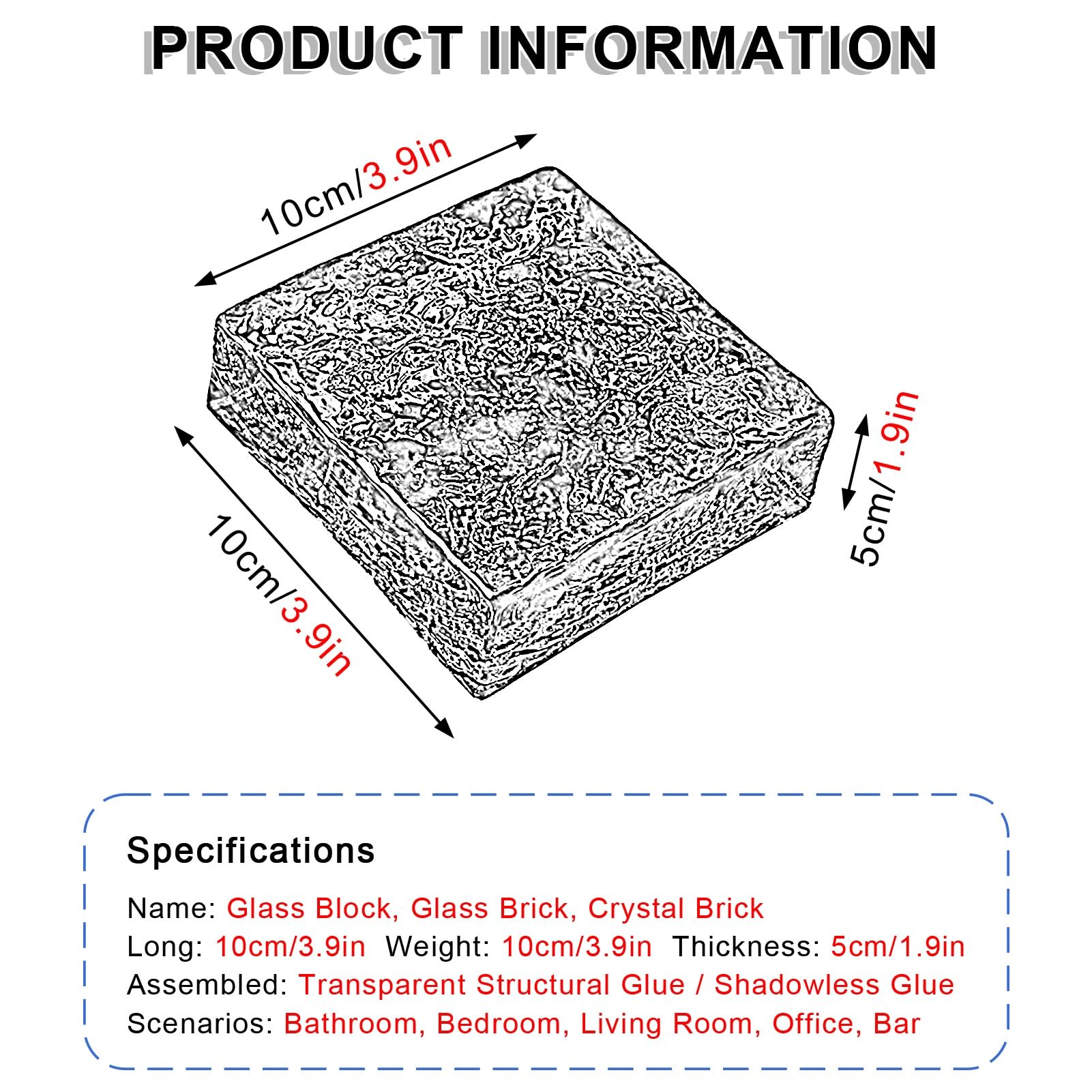 Bloki szklane bloki do dźwiękoszczelnych ścian prywatności, 9 sztuk cegieł dekoracyjnych 9 x 9 x 4 cm do przegrody w biurze