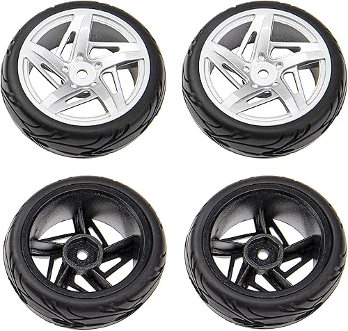 Miniatura 2 de Llantas hexagonales de 5 radios de 0.472 in y neumáticos de goma compatibles con HSP Tamiya HPI Kyosho 1/10 On-Road Touring Car, WLtoys 1/14 144001