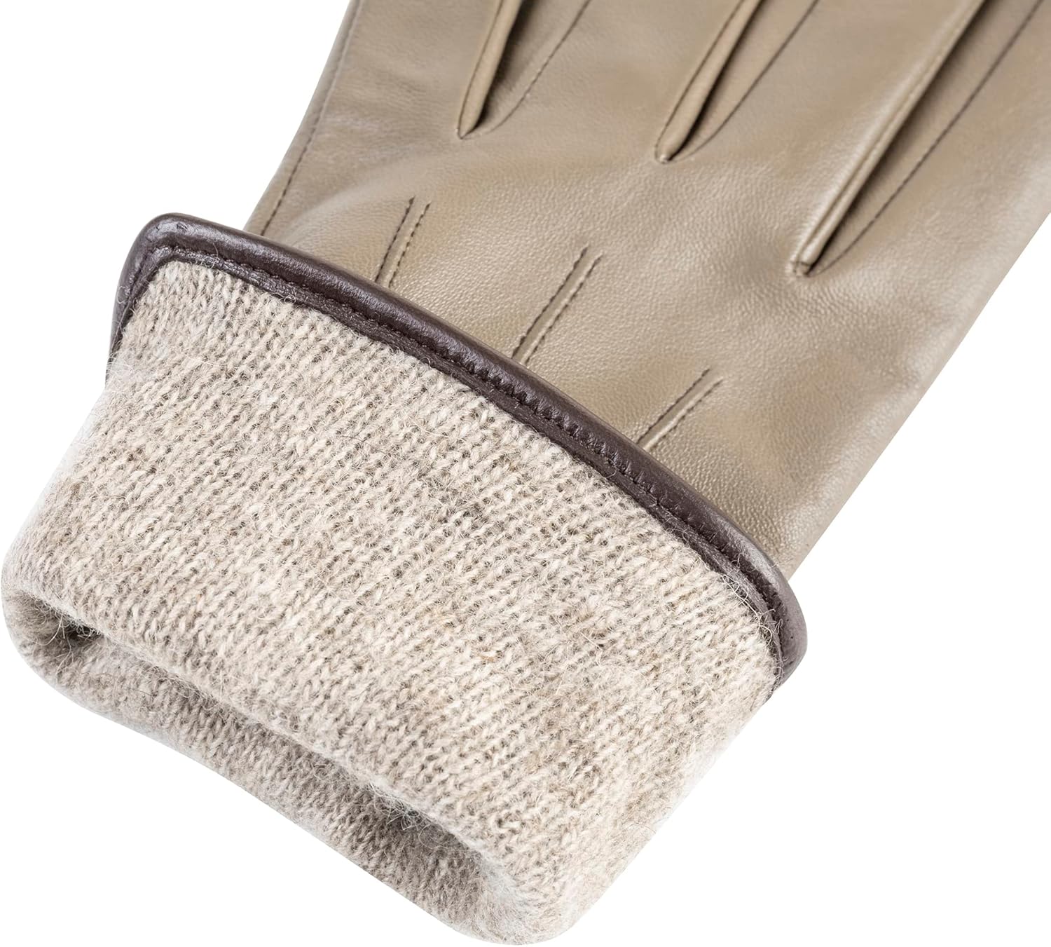 Winter Fashion Leather Gloves for Women, Warm Cashmere Lining Touchscreen Texting Driving Dress Gloves - Image 5