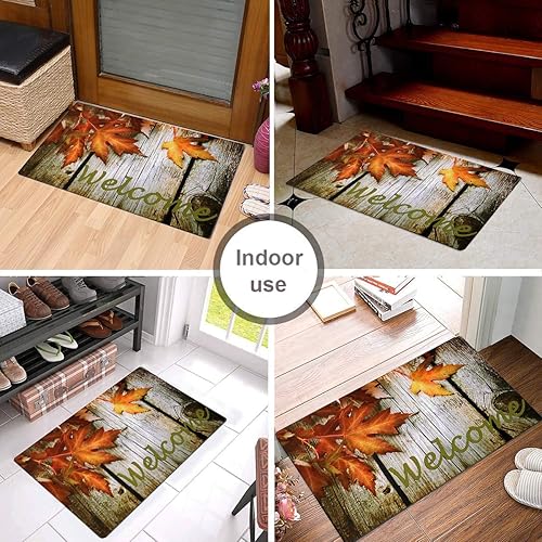 Miniatura 5 de Felpudo de bienvenida para puerta delantera, parte trasera de goma, antideslizante, tapete de entrada, rascador de zapatos, 17 x 29 pulgadas,