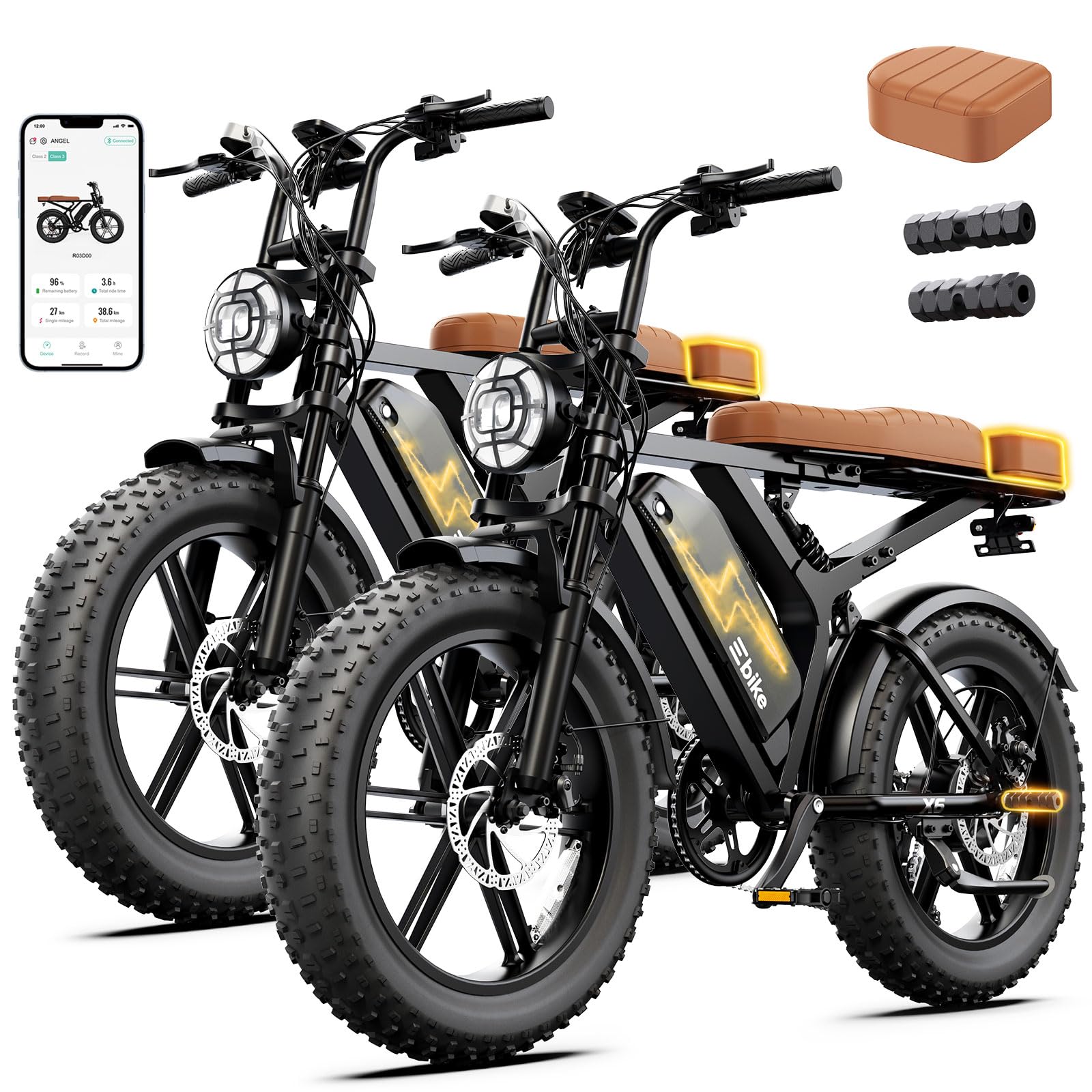SISIGAD Electric Bike for Adults, 2000W Peak Motor E Bike with 48V Removable Battery, 65-120 Miles Range Electric Bicycle, 20 * 4" New All-Terrain Ebike with 7 Speeds, Full Suspension