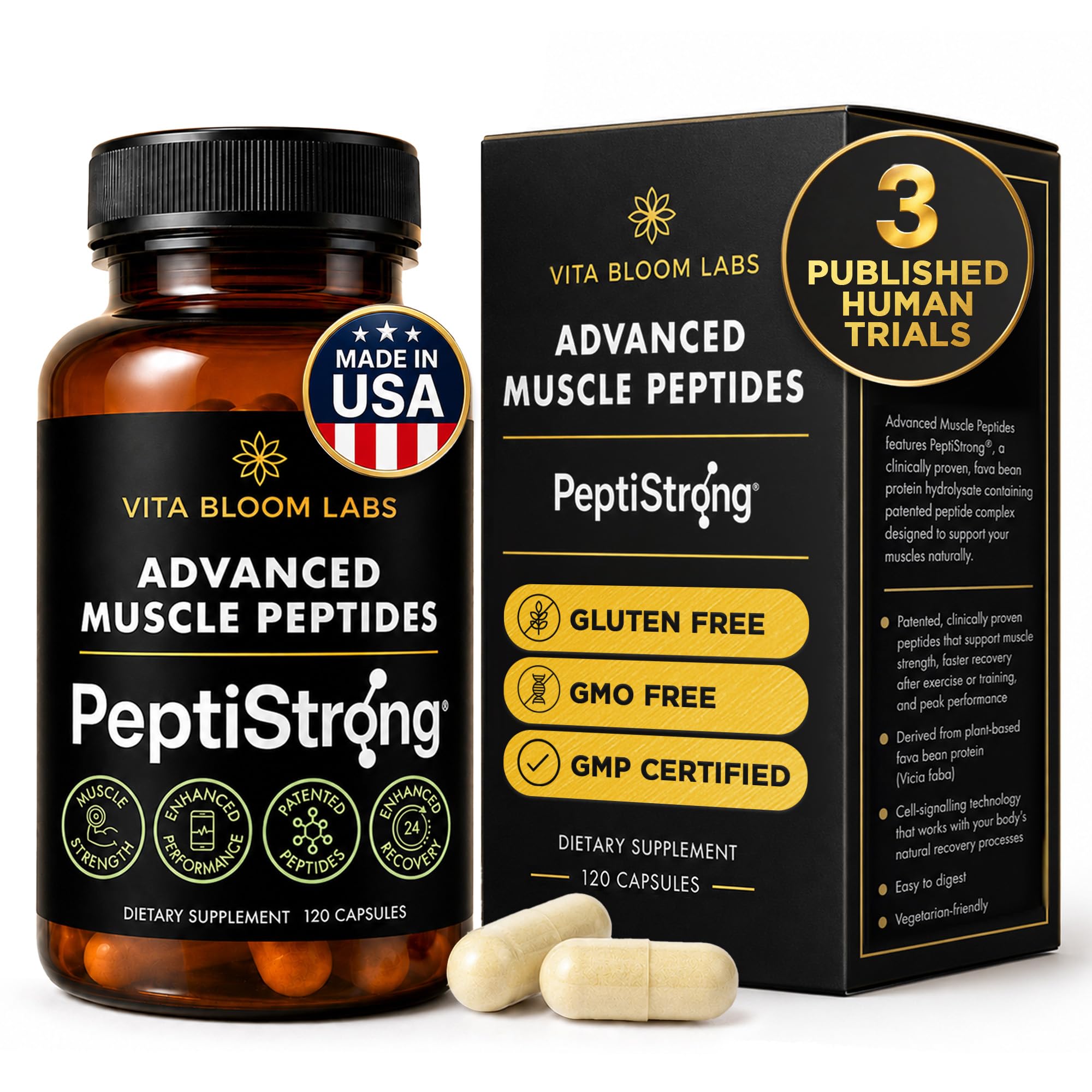 Vita Bloom Labs Suplemento pós-treino PeptiStrong 2,4 g 120 cápsulas