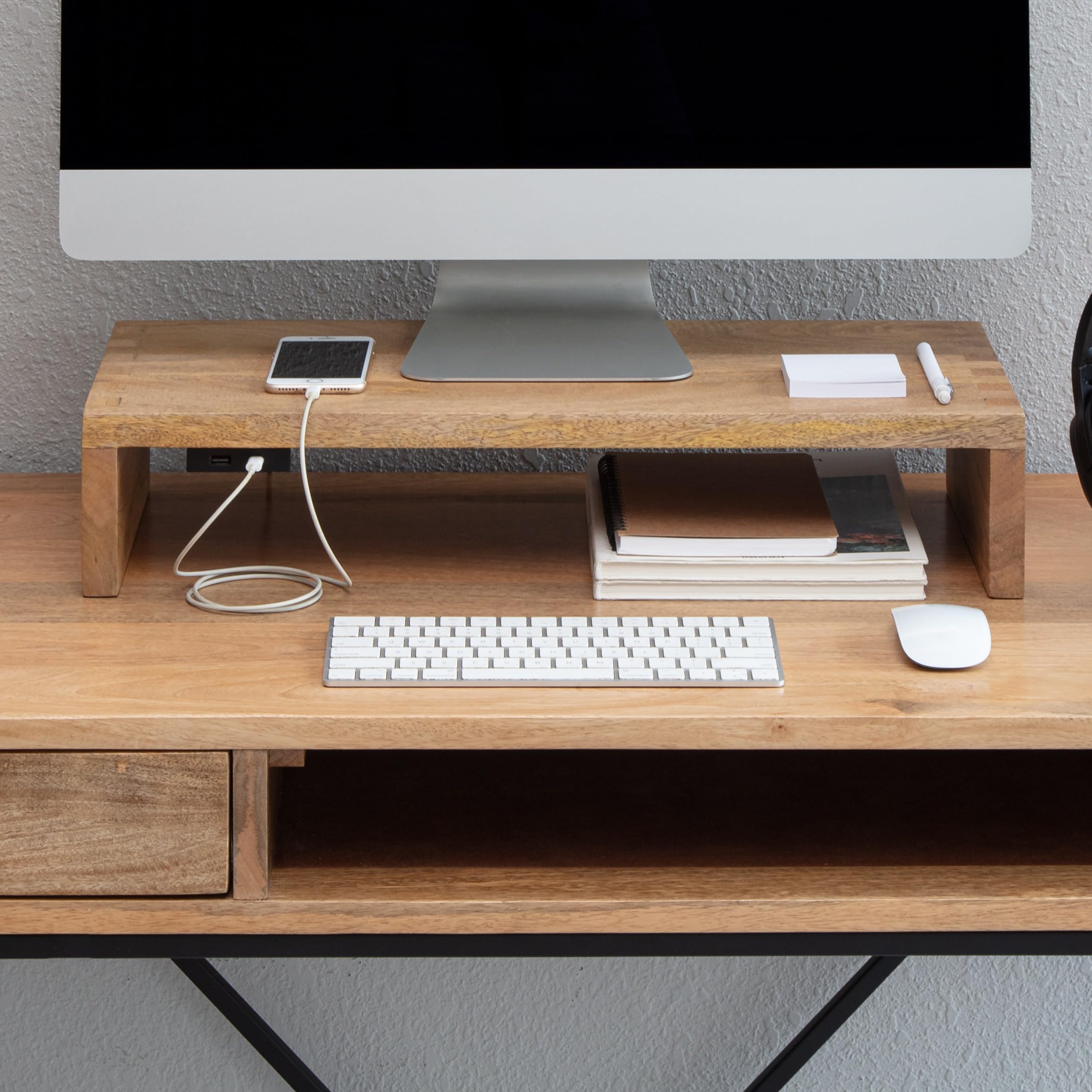 Anji Mountain Wooden Monitor Stand - Elegant Monitor Riser, Perfect Monitor Stand for Desk Organization, Durable Wood Construction monitor stands,