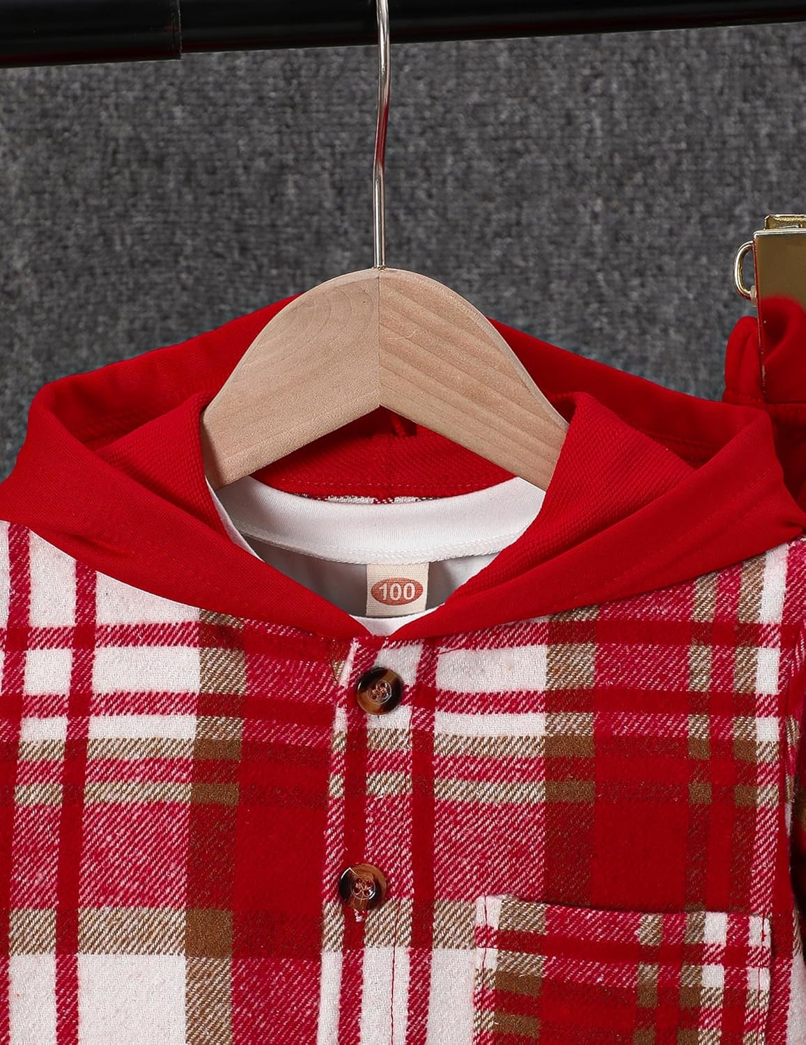 Boys 2 Pieces Sweatsuit Flannel Plaid Shirt Tops Hoodies Cargo Sweat Pants Clothing Set 3-14Y - Image 3