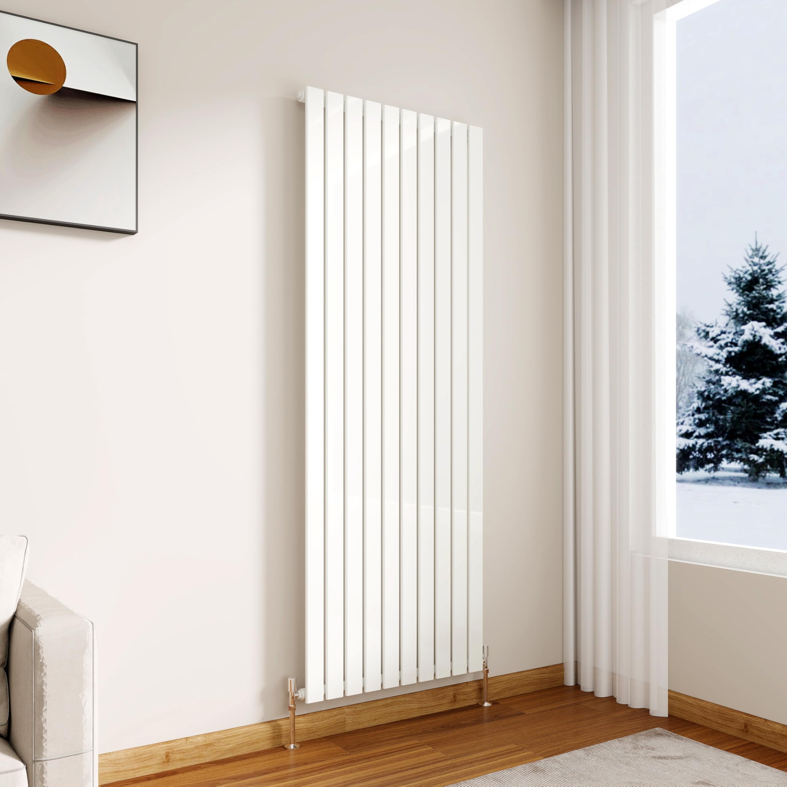 Modern Vertical Flat Panel Radiator,1800x680mm Gloss White Single Stylish Panel Central Heating Heater, Perfect Efficient Hall Radiator, Traditional Wall Mounted Rads, Design for Bedroom, Office โ image 1